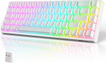 RK ROYAL KLUDGE RK G68 mehaaniline klaviatuur Traadita 65% QWERTY USA RGB m&auml;nguklaviatuur Bluetooth/2.4G/Wired PBT klahviklapid eemaldatav raam Hot Swapable Blue Switch, valge