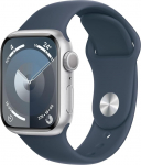Apple Watch Series 9 [GPS, 41 mm] - h&otilde;bedane alumiiniumist korpus tormisinise spordirihmaga, S/M (uuenenud)