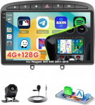 Roinvou 4+128G Android 15 Autoradio f&uuml;r Peugeot 308 408 2007-2015 mit Carplay Android Auto, 9 Zoll Auto Radio Incell Touchscreen mit GPS Bluetooth EQ WiFi RDS FM SWC MIC R&uuml;ckfahrkamera