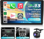 2G & 64G VECHTEL 9-tolline autoraadio Ford Transit 2009-2016 / Ford Focus 2005-2008 koos Carplay Android Car Wireless, Android 15, Bluetooth HiFi/RDS/FM raadio, WiFi Navi/AHD tagurduskaamera/CANBUSiga