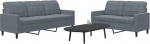 Juroupi 2-TLG. Sofagarnitur mit Kissen Sofa Wohnzimmer Sitzgruppe Wohnzimmer Sofa Set Sofas F&uuml;R Wohnzimmer Dunkelgrau Samt - 3278392