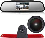 Veekindel parkimiskaamera 18 mm objektiiviga piduritulede tagurduskaamera, mis on integreeritud 3. piduritulede kaamerasse koos 4,3-tollise LCD-peegli monitoriga Mercedes Benz Sprinter W906 / Caravelle 2007-2015 jaoks