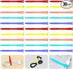 Silikoonist kaablipaelad 11,3 cm, 30 korduvkasutatava kaablipaela pakk, elastne silikoonkaabel, mitmeotstarbeline kaablijuhtmete korraldaja kaablihoidja laadimiskaabli, USB-kaabli, k&otilde;rvaklappide pliiatsite jaoks (soe v&auml;rv, pakend).