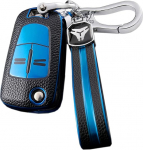 HIBEYO Flip Key auto v&otilde;tme puhul sobib Vauxhall v&otilde;tme puhul kaitsekate Vauxhall Corsa Astra Vectra Zafira Antara Mokka Tigra B kaugjuhtimispuldi v&otilde;tme puhul TPU nahast tekstuur sinine