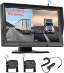 Hikity digitaalne traadita tagurduskaamera komplekt, 10,1-tolline HD monitor 2 kaameraga, stabiilne signaal, IP68 veekindel &ouml;ise n&auml;gemise tagurduskaamera raadio veoautodele, haagissuvilatele, haagistele