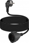 90-kraadine Schuko pikenduskaabel, 3G 1,5 mm&sup2;, kaitsekontaktiga pikenduskaabel, must (3 m)