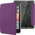 MoKo &uuml;mbris k&otilde;igile uutele 7-tollistele E-lugeritele 12. p&otilde;lvkond 2024/2025, Ultra Clear Soft Flexible Glitter TPU Back Cover Light Shell koos automaatse &auml;ratamise/une režiimiga, mitte BOOX & Kobo jaoks, Deep Purple