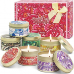 L&otilde;hnak&uuml;&uuml;nla komplekt, sojavahak&uuml;&uuml;nla komplekt aroomiteraapia jaoks, 6 l&otilde;hna kandvad k&uuml;&uuml;nlad tinas - roos, lina, vanilje, lavendel, sandlipuu, salvei, kinkekomplekt j&otilde;uludeks, s&uuml;nnip&auml;evaks, s&otilde;brap&auml;evaks.