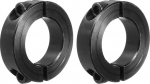 sourcing map Shaft Sleeve 1 1/8 Inch Bore Double Split Carbon Steel Clamp Collar Shaft Sleeves with Set Screw Black Pack of 2