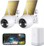 YESKAMOU 4MP Solar Surveillance Camera Outdoor Battery 130&deg; Ultra Wide Angle Camera Surveillance Outdoor Solar PIR Motion Sensor WiFi Camera Outdoor with MicroSD IP66 Waterproof