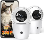 2K siseruumide valvekaamera, 360&deg; PTZ siseruumide kaamera, 2,4/5 GHz kahesageduslik WiFi-kaamera, kahesuunaline heli, automaatne j&auml;lgimine, &ouml;ine n&auml;gemine, liikumistuvastus, 2 tk, 2 tk pakendis