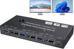 8K Displayport KVM Switch 2 PC 2 Monitor 4K @ 144Hz 8K @ 30Hz, MST Dual Monitor KVM Switch DP IN/DP + HDMI Out 2 PC Shar 2 Monitori ja 4 USB 3.0 pordi jaoks, KVM l&uuml;litid Displayport 1.4 juhtmega