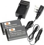 DSTE&reg;, 2 x SLB-1137D Li-ion aku + reisi- ja autolaadija DC44U Samsung i80, i85, i100, L74, Wide NV11, NV24HD, NV30, NV40, NV100HD, NV103, NV106HD, TL34HD digikaamerale.