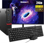 Lenovo ThinkCentre M700 Mini lauaarvuti 24-tollise monitoriga, Intel Core i5-6500, 8 GB RAM, 256 GB SSD, USA QWERTY klaviatuur, WiFi, Bluetooth, Windows 11 Pro (renoveeritud)