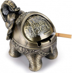 BSTKEY Tuulekindel Vintage tuhatoos kaanega - elevandikujuline lauatuhakapsel Indoor Outdoor Retro kodukontori kaunistus roheline pronks