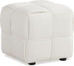 Homestyle4u 2646 Stool Pouf Beige Cream Boucl&eacute; White Padded Seat Cube