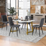 HAUSPROFI s&ouml;&ouml;gilaud 4 tooliga, 68 x 117 x 75 cm, s&ouml;&ouml;gitoa lauad, k&ouml;&ouml;gilaud koos polsterdatud toolidega, kaasaegne s&ouml;&ouml;gitoa m&ouml;&ouml;blikomplekt (lina, tumehall + kuldne)