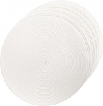 6 St&uuml;ck Rustikale Runde Tischsets aus Pp Hitzebest&auml;ndig und Leicht zu Reinigen Gewebte Platzdeckchen f&uuml;r Zuhause und Hotel Wei&szlig; Abwaschbar