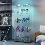 Klaasist vitriinkapp koos LED-iga, seisev klaasist vitriinkapp 4 kihiga klaasist, vitriinkapp 2 uksega ja lukuga vitriinkapp klaasist kabinet elutoa kontorile kollektsiooni jaoks (must + LED 2