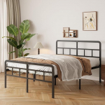 Yicensen voodiraam 180 x 200 cm koos pea- ja jalatoega, 46 cm k&otilde;rgune metallist voodiraam kaheinimesevoodi magamistuppa k&uuml;lalistetuppa, lihtne kokkupanek, m&uuml;ravaba, must