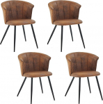 MEUBLE COSY s&ouml;&ouml;gitoa toolid 4 k&ouml;&ouml;gitoolist koosnev komplekt Retro polsterdatud toolid k&auml;etugedega Vintage kunstmokkast istme metallist jalad pruunid