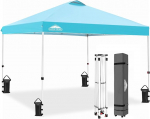 EAGLE PEAK Pop Up Gazebo koos rullitava kandekotiga, 8 maapealse kinnitusega, 4 trossi, 4 kaalukotti, lihtne kokkupanek, 3 x 3 m, 9m&sup2; varjuala, helesinine