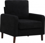 Lugemistool, elutoa tool, polsterdatud tool elutoas, puidust jalgade ja seljatoega, tool kontorisse, magamistuppa, korterisse (must)