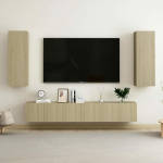 Homgoday TV komplekt 5 tk Sonoma tammepuidust puitlaastplaadist TV kapp t&ouml;&ouml;stuslikule elutoa lauale TV stend elutuppa 60 x 30 x 30 cm (3 tk), Sonoma tammepuust