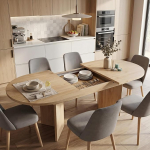 Puidust pikendatav s&ouml;&ouml;gilaud &uuml;mardatud nurkadega, pikendatav s&ouml;&ouml;gilaud 140-180 x 90 x 75 cm, tugevdatud raam, pikendatav s&ouml;&ouml;gilaud 4 kuni 8 inimesele, tamme v&auml;rvi (E)