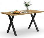 S&ouml;&ouml;gilaud 140 x 80 cm - moodne ristraamiga k&ouml;&ouml;gilaud, tammepuidust ja must, ristk&uuml;likukujuline s&ouml;&ouml;gilaud, maksimaalne koormus 130 kg