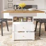 Teleskoopiline s&ouml;&ouml;gilaud (110-140 x 80 cm), kokkupandav k&ouml;&ouml;gilaud 4-6 inimesele, pikendatav s&ouml;&ouml;gilaud, ruumi s&auml;&auml;stev k&ouml;&ouml;gilaud, k&ouml;&ouml;ki ja elutuppa, minimalistlik kapiukse disain (valge)