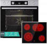 Gorenje sisseehitatud pliidikomplekt kuuma &otilde;hu Inox 4 komplekt klaasist keraamilise pliidiga / 77 L / ExtraSteam / GentleClose & Open / EcoClean / AirFry / PizzaMode / PerfectGrill / teleskoopv&auml;ljav&otilde;tmed / roostevabast terasest v&auml;limus