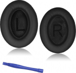 Premium asendusk&otilde;rvapadjad Bose QuietComfort 35 (QC35) ja QuietComfort 35ii (QC35ii) k&otilde;rvaklappide k&otilde;rvapadjadele pehme naha ja m&auml;luvahuga - mustad