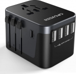 Maailma 224+ riikide 28W kiirlaadimisadapter universaalne reisimisadapter 4 USB pordiga + C-t&uuml;&uuml;pi ja vahelduvvoolu pistikupesa universaalne adapter Saksamaa USA Inglismaa Tai Itaalia Austraalia