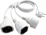 Kolmekordne pistikupesa topeltpistikupesa pistikupesa pikenduskaabli 3-kohaline 2 m Schuko pistikupesa adapter mitmekordne pistikupesa topeltpistikupesa paindliku kaabliga, 250 V 16 A, 1,5 mm&sup2;, valge