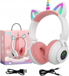 Unicorn k&otilde;rvaklapid Bluetooth k&otilde;rvaklapid t&uuml;drukutele poisid Laptop Tablet LED valgustus laste k&otilde;rvaklapid s&uuml;nnip&auml;eva reisimine kooli kingitused (valge)