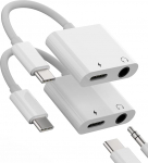 USB-C auf 3,5 mm Kopfh&ouml;rer-Audio-Dongle-adapter (2 tk) 2-in-1 DAC Typ C AUX Klinken-Splitter Ladekabel Zubeh&ouml;r kompatibel f&uuml;r Samsung Galaxy S22 S21 S20 FE Ultra CD-AU