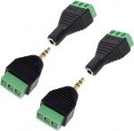 L&ouml;tfreies 3,5-mm-TRS-Stereo-Audio-Adapter-Set - 3-polige Schraubklemme, Stecker auf Buchse, Balun-Stecker f&uuml;r Kopfh&ouml;rer, Mikrofon, &Uuml;berwachungskamera, 4 St&uuml;ck