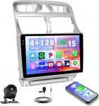 Hikity 4+128G Autoradio f&uuml;r Peugeot 307 307SW 307CC 2002-2013, 9" Bildschirm Radio mit Wireless CarPlay Android Auto Bluetooth Navi GPS WiFi EQ Doppel-USB