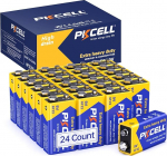 PKCELL plokkpatarei 9 V 6F22 patareid suitsuandurile, raadiokaamerale, m&auml;nguasjale, 24 kaupa