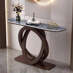 Moderne Console-Tisch mit Schubladen, schlankes Eingangstisch mit Stabiler Bauweise, schmaler Konsole f&uuml;r Flur, Eingangsbereich und Wohnzimmer(Brass+Blue,100cm/39.3in)