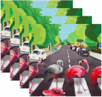 Kangast laualusad, pestavad laualusad s&ouml;&ouml;gilauale, 4 tk, kunstimaali Flamingo t&auml;naval