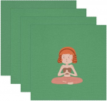 Kangast laualusad, pestavad laualusad s&ouml;&ouml;gilauale, 4 tk, Cartoon Girl Sitting in Meditation