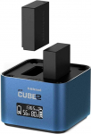 H&auml;hnel - ProCube 2 - DSLR Duo charger - for Panasonic - EU/UK/USA plug - Charger for DMW-BLC12, BLF19 and BLK22 batteries - Integrated USB charging sockets and AA slots