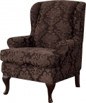 LINGKY Jacquard Wing Chair Cover, elastne universaalne Stretch Diivan Covers, 2-osaline Wing Chair Covers eemaldatavate k&auml;te, kaitsvad katted, m&ouml;&ouml;bli kaitsja (Brown, Wing Chair)