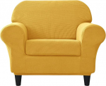 CONRUSER Stretch Diivan Slipcover, Pehme Jacquard diivanikatted, &uuml;hekohaline diivanikate koos padjakattega, pestav m&ouml;&ouml;bli kaitsja (kollane, S)