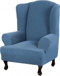 LINGKY Jacquard Wingback Chair Cover Elastic Universal Stretch Diivan Covers 1-Piece Wingchair Covers eemaldatavate k&auml;te kaitsva katte m&ouml;&ouml;bli kaitsja (Dusty Blue)