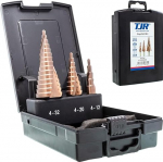 TJR&reg; HSS-E M35 kobaltist astmepuurikomplekt 3 tk 2 spiraalhambaga 29 astet (4-32mm) kiireks puurimiseks roostevabast terasest, legeeritud terasest, mitteraudmetallidest ja plastist.