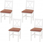 Mendler HWC-F77 4 s&ouml;&ouml;gitooli komplekt, lamamistoolid, k&ouml;&ouml;gitoolid, t&auml;ispuidust kangas, maamaja, valge, terrakota polsterdus