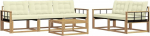 Gartenm&ouml;bel Set aus Akazienholz, Modulares Outdoor-Sofa f&uuml;r 5 Personen, Lounge Garnitur f&uuml;r Terrasse und Garten, 6-teilig mit Tisch, Massivholz und Textilene